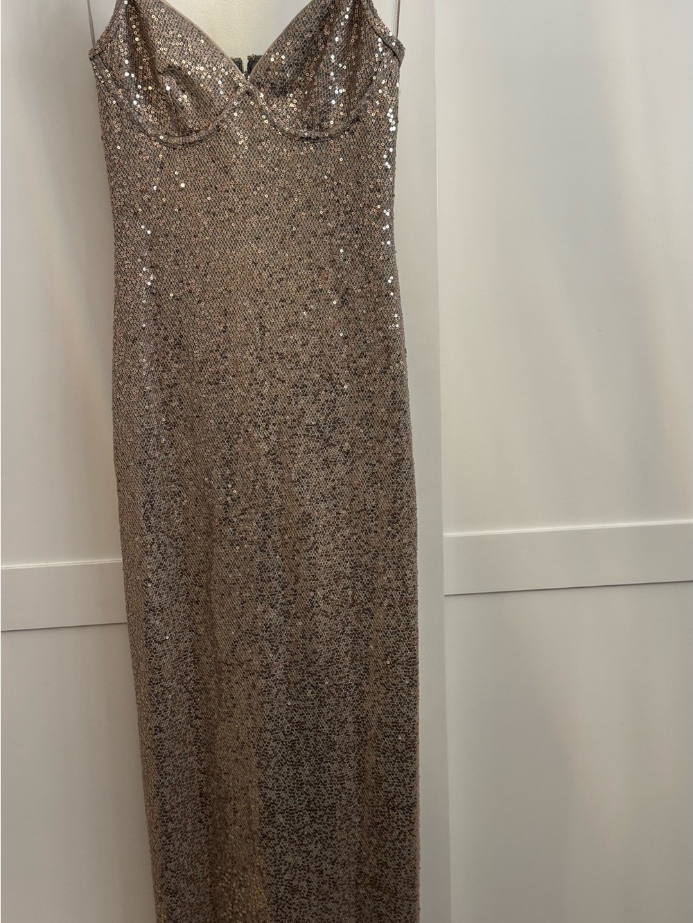 St. John Sequin Gown in Champagne Gold